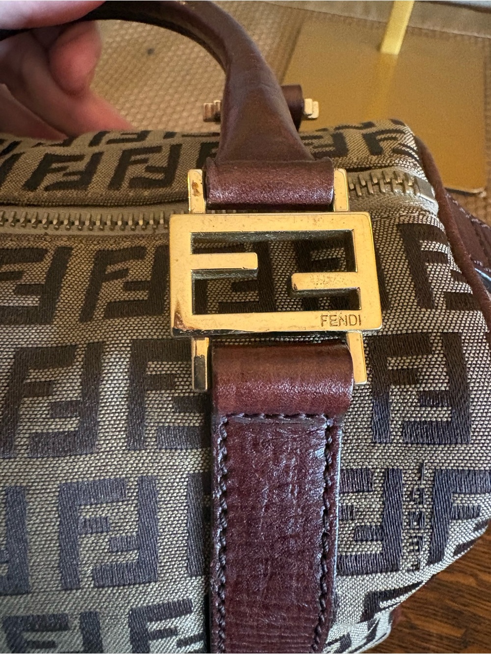 Fendi Small Zucchino Zucca Canvas Forever Bauletto Boston Bag Excellent - Picture 4 of 12